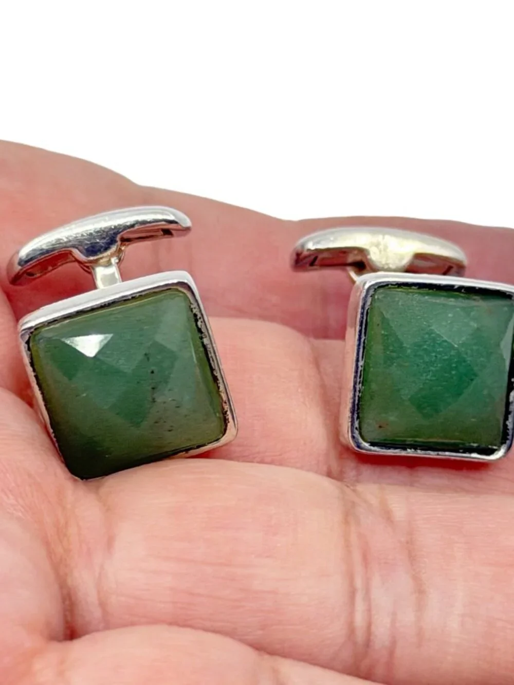 Charles Tyrwhitt sterling silver aventurine cufflinks - GM1269